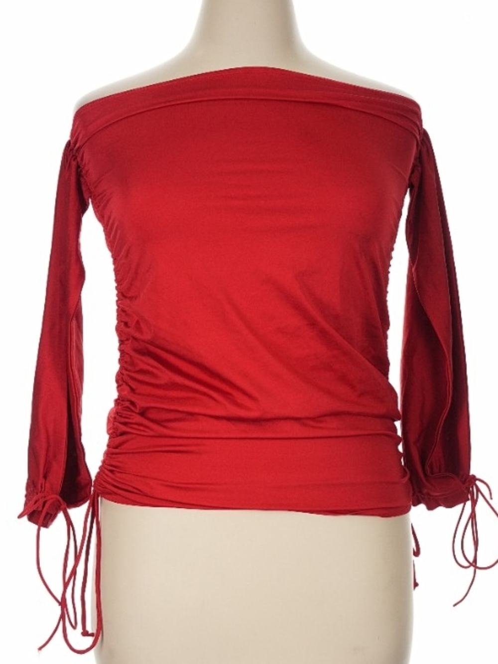 Fashion Nova Off-Shoulder Red Drawstring Tunic